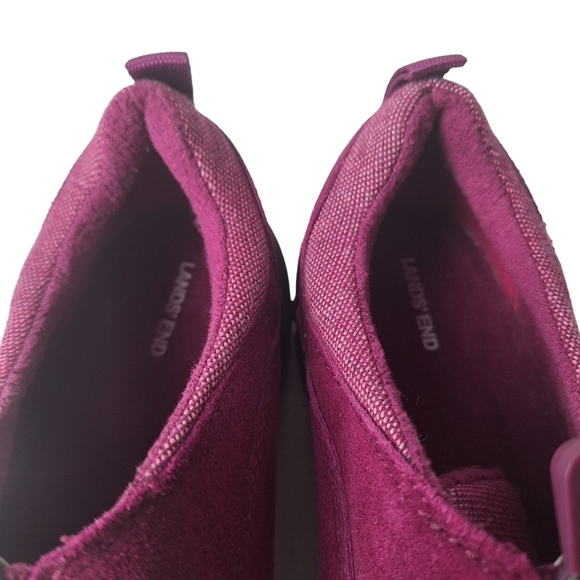 Lands End Women 7.5 Purple‎ Suede Thermolite Zip Up Moc Shoes Microfleece - Picture 6 of 14